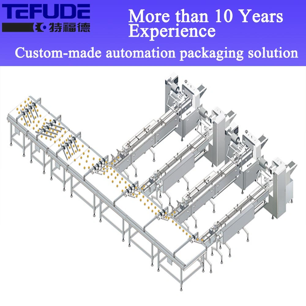 Full Automatic High Speed Packing Line for Pancake and Snack Food High Speed Automatic Cookies Feeding and Packaging Line/Automatic Feeding Sealing Packing Line