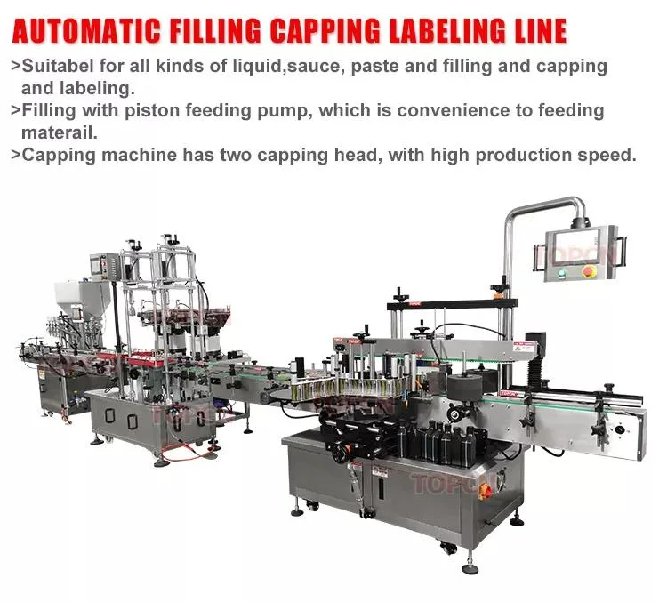 Cream Paste Sauce Jam Honey Liquid Detergent Shampoo Oil Water Beverage Bottle Automatic Piston Filling Capping Labeling Production Line Packaging Machine