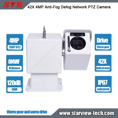 42X 4MP Anti-buée Onvif Surveillance Étanche IP67 Sécurité Worm Gear and Worm Drive IP Network PTZ Camera