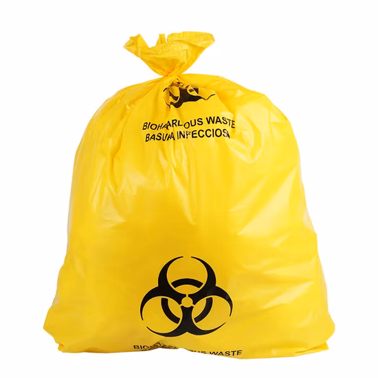Sac d'autoclavage de déchets infectieux à action médicale robuste Sac de déchets médicaux jetables en plastique rouge Bio Hazard
